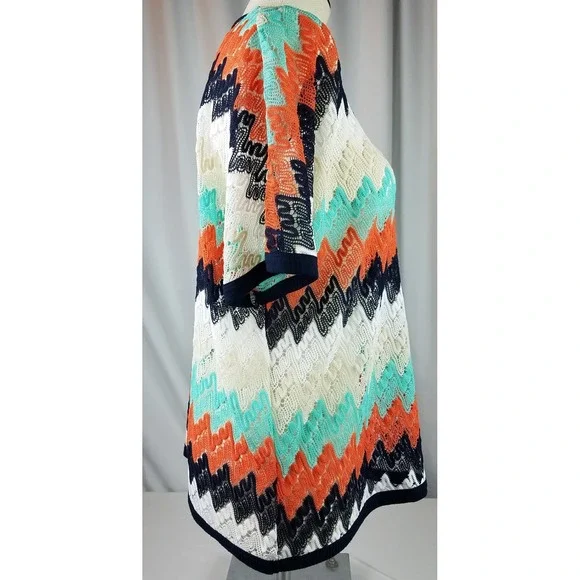 Nordstrom BOBEAU Women's Sz Small Knit Top Blouse Sheer Flame Stitch EUC - Picture 5 of 8